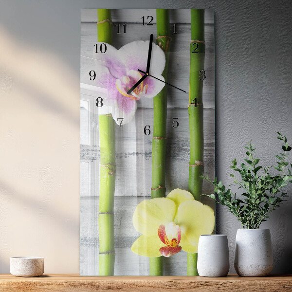 Horloge murale verticale Bambou orchidée