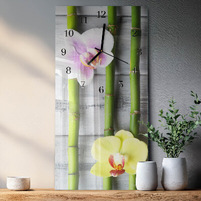 Horloge murale verticale Bambou orchidée