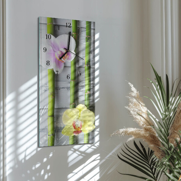 Horloge murale verticale Bambou orchidée