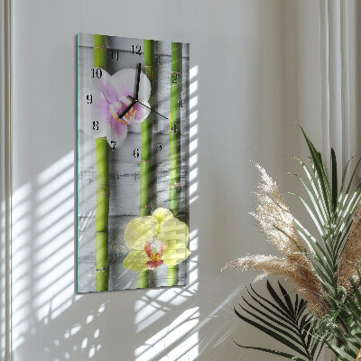 Horloge murale verticale Bambou orchidée