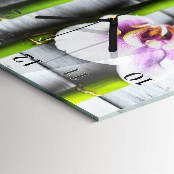 Horloge murale verticale Bambou orchidée