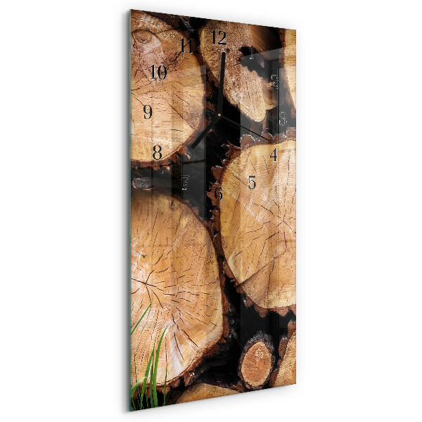 Horloge murale verticale Grains de bois