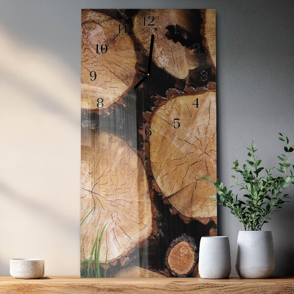Horloge murale verticale Grains de bois