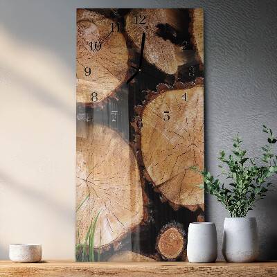 Horloge murale verticale Grains de bois