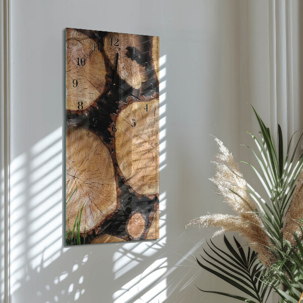 Horloge murale verticale Grains de bois