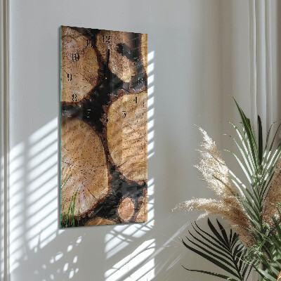 Horloge murale verticale Grains de bois