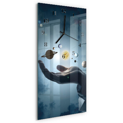 Horloge murale verticale Main de la planète