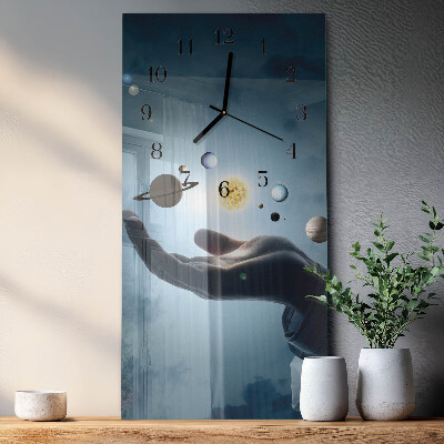 Horloge murale verticale Main de la planète