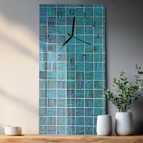 Horloge murale verticale Tuiles bleues