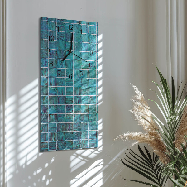 Horloge murale verticale Tuiles bleues
