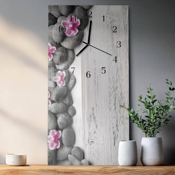 Horloge murale verticale Pierres d'orchidées