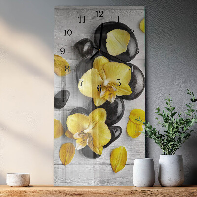 Horloge murale verticale Fleurs Pierres