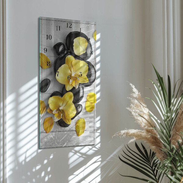 Horloge murale verticale Fleurs Pierres