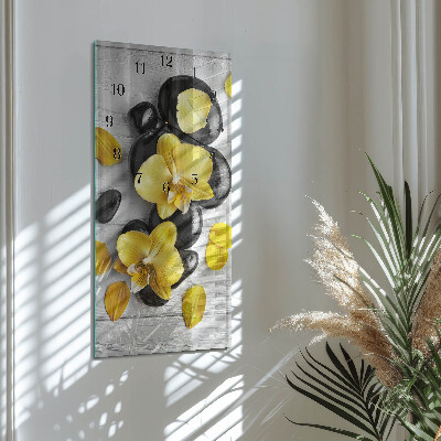 Horloge murale verticale Fleurs Pierres