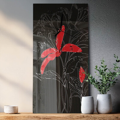 Horloge murale verticale Fleurs