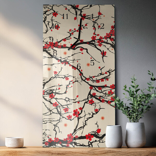 Horloge murale verticale Motif floral
