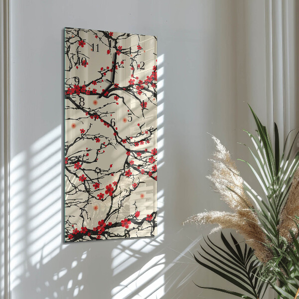 Horloge murale verticale Motif floral