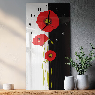 Horloge murale verticale Têtes de pavot