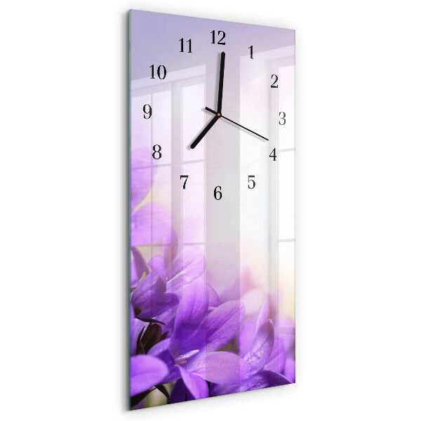 Horloge murale verticale fleurs violettes
