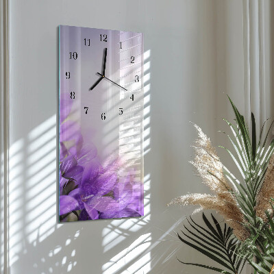 Horloge murale verticale fleurs violettes