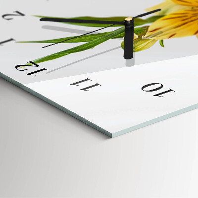 Horloge murale verticale fleurs jaunes