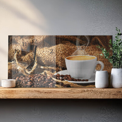 Horloge rectangulaire horizontale Café En Grains
