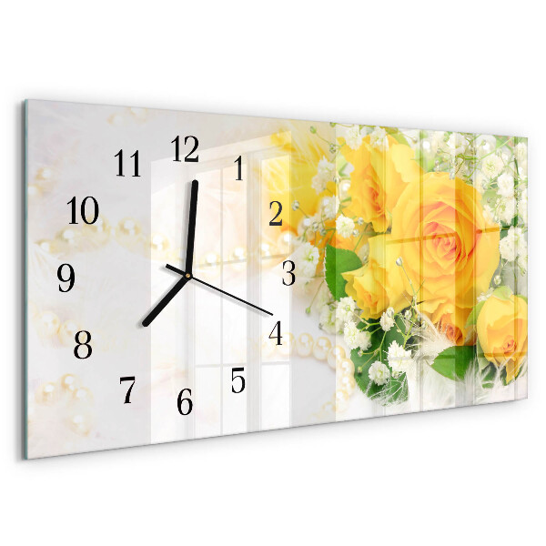 Horloge rectangulaire horizontale Fleurs