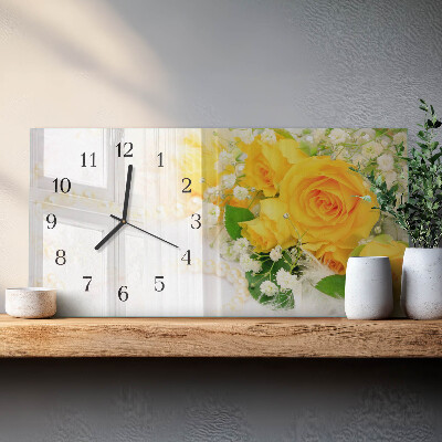 Horloge rectangulaire horizontale Fleurs