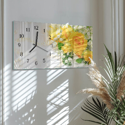 Horloge rectangulaire horizontale Fleurs