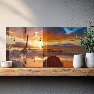 Horloge rectangulaire horizontale Coucher De Soleil
