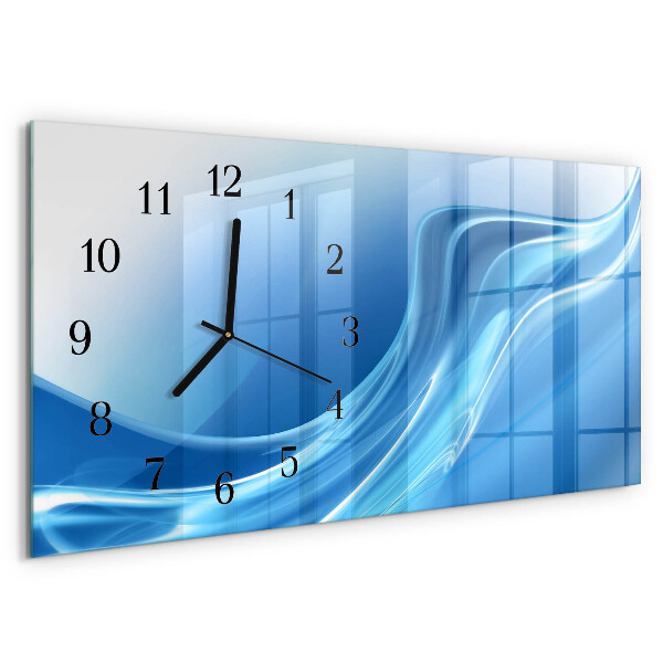 Horloge rectangulaire horizontale Vagues Bleues