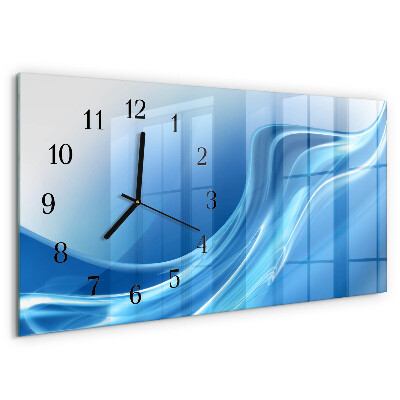 Horloge rectangulaire horizontale Vagues Bleues