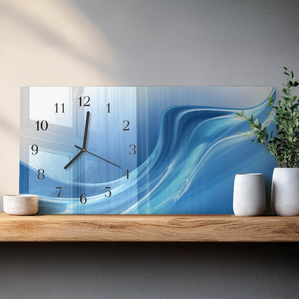 Horloge rectangulaire horizontale Vagues Bleues