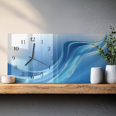 Horloge rectangulaire horizontale Vagues Bleues