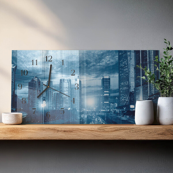 Horloge rectangulaire horizontale La Ville La Nuit