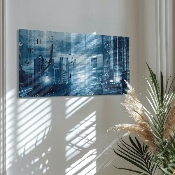Horloge rectangulaire horizontale La Ville La Nuit