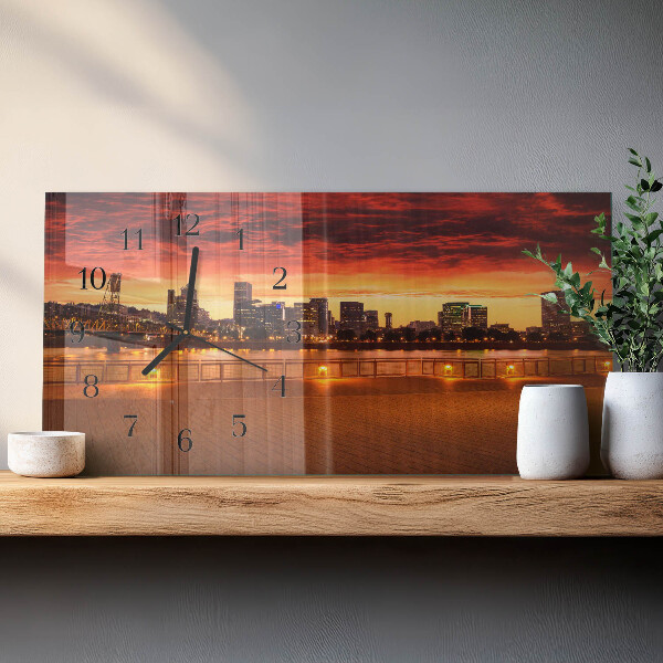Horloge rectangulaire horizontale Coucher De Soleil