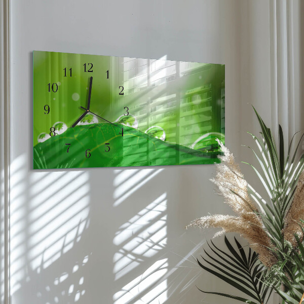 Horloge rectangulaire horizontale Rosée Sur Une Feuille