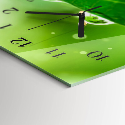 Horloge rectangulaire horizontale Rosée Sur Une Feuille