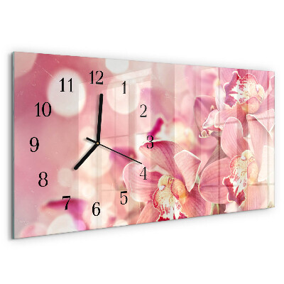 Horloge rectangulaire horizontale Orchidées