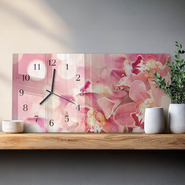 Horloge rectangulaire horizontale Orchidées