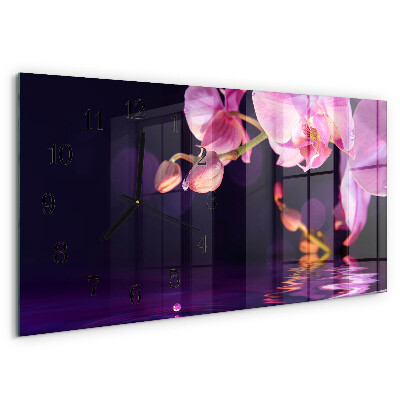 Horloge rectangulaire horizontale Orchidée