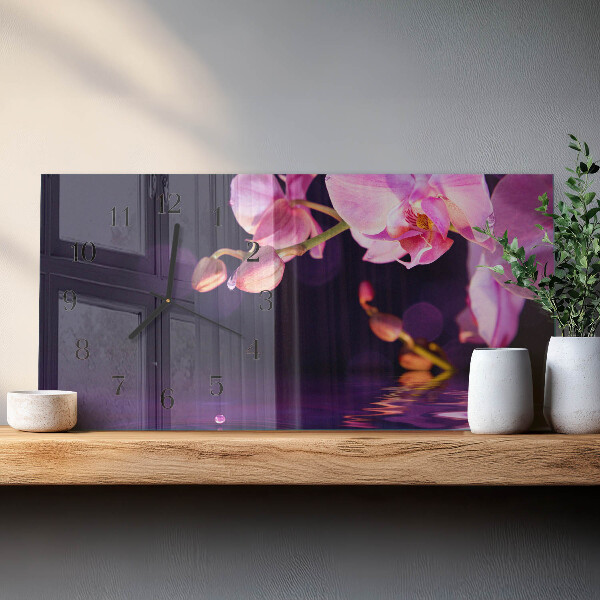 Horloge rectangulaire horizontale Orchidée