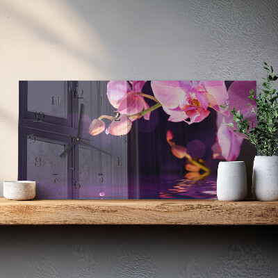 Horloge rectangulaire horizontale Orchidée
