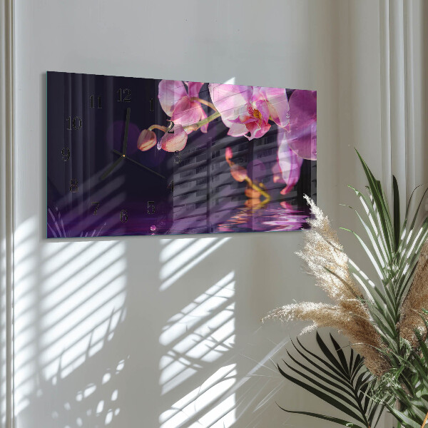 Horloge rectangulaire horizontale Orchidée