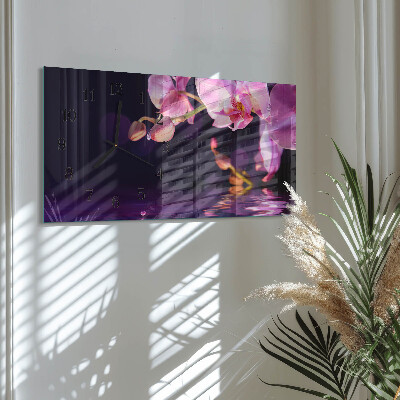 Horloge rectangulaire horizontale Orchidée