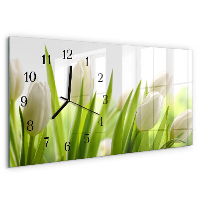 Horloge rectangulaire horizontale Tulipes Blanches