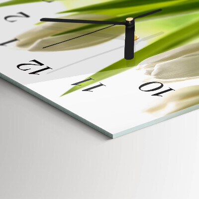 Horloge rectangulaire horizontale Tulipes Blanches