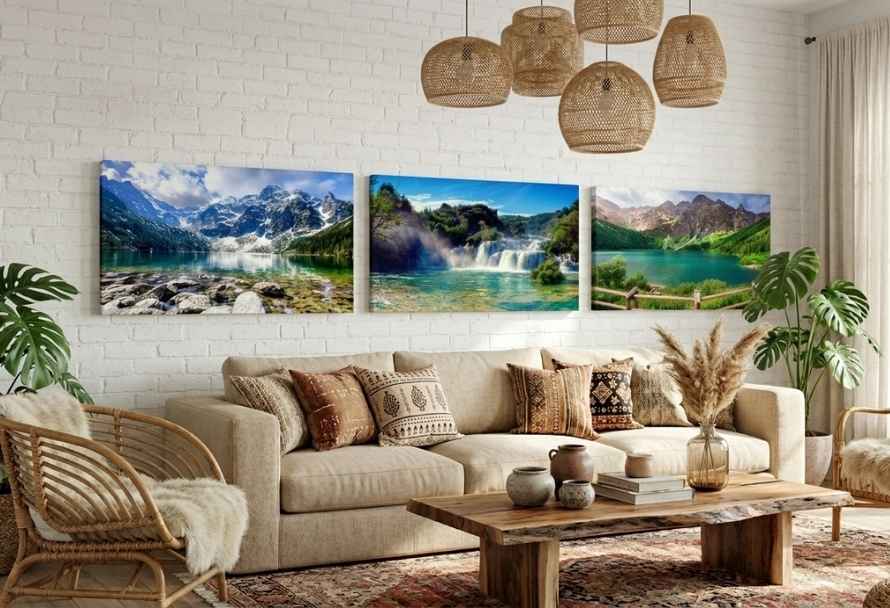 Mur de galerie dans le salon - comment combiner des images avec différents motifs en un tout cohérent ?