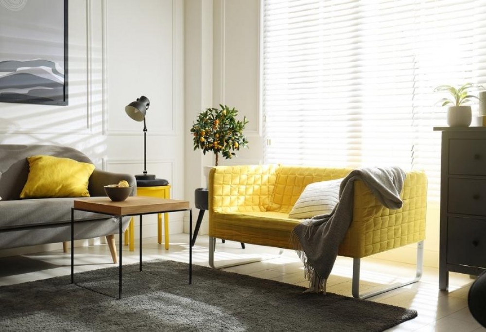 Décoration d'un salon gris